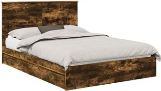 vidaXL Cama Con Almacenamiento Con Cabecera Roble Ahumado 140 X 190 Cm Vidaxl