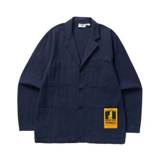 Service Works Blazers, male, Blue, Size: 2XL Seersucker Server Suit Jacket
