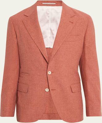 Brunello Cucinelli Mens Wool, Cotton and Silk Two-Button Blazer