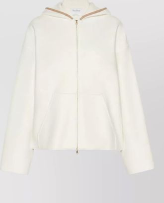 Max Mara cashmere wool hooded zip jersey jacket
