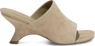 SIMKHAI 75 mm Shadow suède sandalen met open neus - Beige