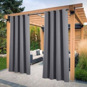 OEM Cortina Para P&eacute;rgola - 132 X 213 Cm, Gris. Juego De 2 Cortinas Exteriores Aislantes, Opacas, Impermeables, Para Interior/exterior, Decoraci&oacute;n De Jard&iacute;
