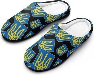 Generic Coat of Arms of Ukraine Cotton Slippers for Women Indoor Outdoor Slipper Slip-On Memory Foam Home Shoes