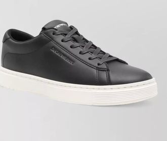 Emporio Armani leather sneakers round toe flat sole