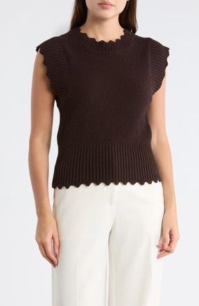 Elie Tahari Scalloped Sleeveless Sweater in Ganache at Nordstrom Rack, Size X-Small