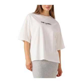 ALIX The Label Alix The Label, Tops, Dames, Wit, M, Katoen, Wit Gebreid Basic T-shirt voor Vrouwen