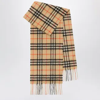 Burberry Sciarpa beige motivo Check in cashmere