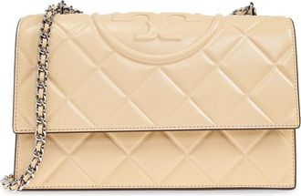 Tory Burch Schoudertas Fleming - Dames - Schoudertassen - Beige - ONE Size - Leer - Tassen
