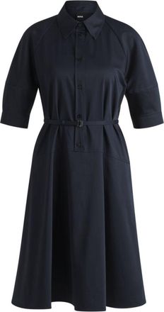 BOSS Shirt dress in stretch cotton with half placket