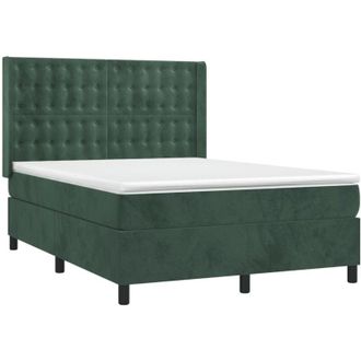 vidaXL Vidaxl - Cama Box Spring Con Colch&oacute;n Terciopelo Verde Oscuro 140x190 Cm