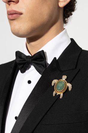 Dolce & Gabbana Brooch With Shimmering Crystals, Mens, Green