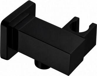 Ottofond Conexi&oacute;n A La Pared De Lat&oacute;n Con Soporte De Ducha De Mano, Negro Mate