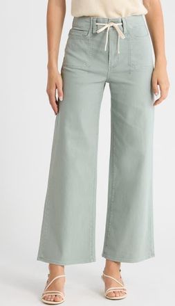 Paige Ari Drawstring High Waist Wide Leg Pants in Vintage Seaglass at Nordstrom, Size 27