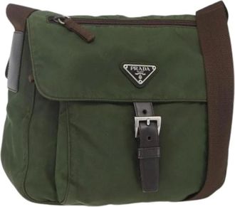 Prada Pre-owned Cross Body Bags, female, Green, Size: ONE SIZE Pre-owned Nylon Cross Body Bag