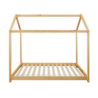 Mobili Rebecca Mobili Rebecca - Rebecca Mobili Marco De Cama Individual Para Ni&ntilde;os En Forma De Casa De Madera Natural 80x160