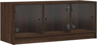 vidaXL Mueble de TV con puertas de vidrio marrón roble 102x37x42 cm vidaXL