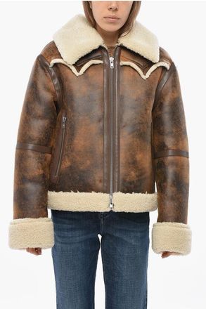 Stand Studio Eco-Shearling LESSIE Jacket with Front Zip size 38