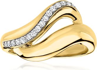 Ross-Simons Diamond Wavy Ring in 18kt Gold Over Sterling