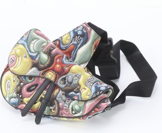 Dior Multi-Color Leather Canvas Shoulder Bag Sling Bag (Pre-Owned)