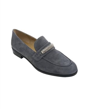 Vaneli Womens Kiara Loafers In Grey Suede Clear Stone