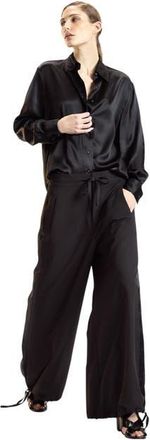 Cynthia Rowley Silk Button Up Shirt in Black at Nordstrom, Size X-Small