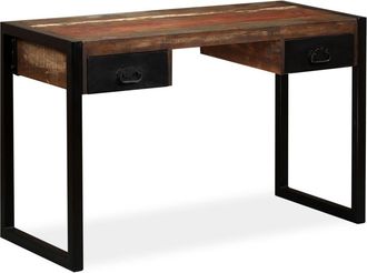 vidaXL Vidaxl - Escritorio Con 2 Cajones Madera Maciza Reciclada 120x50x76 Cm