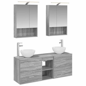 vidaXL Juego De Muebles De Ba&ntilde;o 5 Pcs Sonoma Gris 50 X 14,5 X 70 Cm Vidaxl