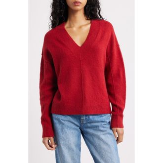 Madewell Calina Deep V-Neck Sweater in Wild Cranberry at Nordstrom Rack, Size X-Small
