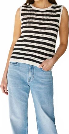 Sanctuary Crochet Shell Tank In Caulk/black Stripe