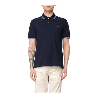 Brooksfield Polo Shirts, male, Blue, Size: 2XL Tipped Collar Polo Shirt