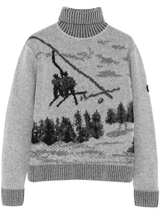 Yves Salomon jacquard knit jumper - women - Lambs Wool/Cashmere - M - Grey