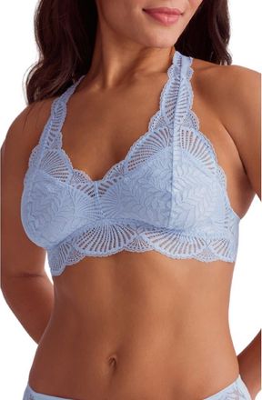 Fleur't Belle Epoque Full Cup Racerback Lace & Microfiber Bralette in Heaven at Nordstrom, Size X-Large