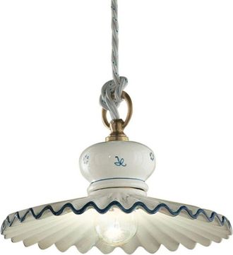 Ferroluce Lampadario Classico Roma Ceramica e Ottone Satinato Decorato 23Cm 1 Luce E27