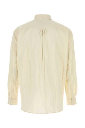 Willy Chavarria Mens Cream Poplin Shirt Masa Exterior: Cotton Metal Fiber Camicie