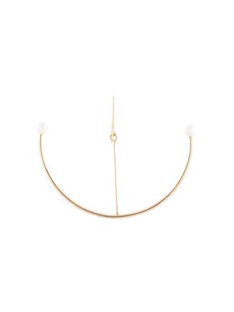 Dalila Barkache 18kt gold pave diamond 2 pearl earring