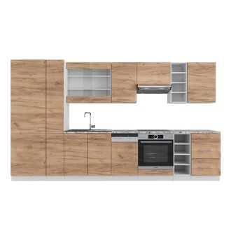 Vicco Mueble De Cocina Fame-line, Oro Potencia Roble/blanco, 355 Cm Sin Encimera