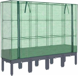 vidaXL Raised Bed with Greenhouse Cover Rattan Look 160x40x140 cm vidaXL