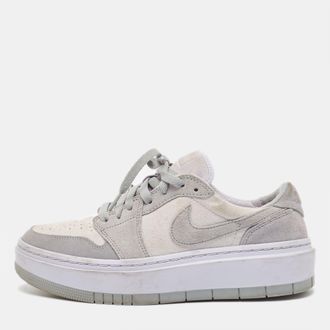 Nike Air Jordans Grey/white Suede Elevate Air Jordan 1 Low Top Sneakers