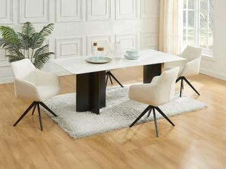 Vente-Unique Sedia girevole con braccioli Tessuto bouclette e Metallo nero Bianco - Lotto di 2 - MUSE