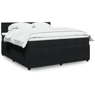vidaXL Cama Box Spring Con Colch&oacute;n Terciopelo Negro 200x200 Cm
