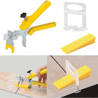 OEM Kit De Nivelaci&oacute;n De Baldosas Mejorado De 1/16 De Pulgada, 200 Clips Espaciadores Para Baldosas, 100 Cu&ntilde;as Reutilizables Y 1 Abrazadera Para Baldosas 