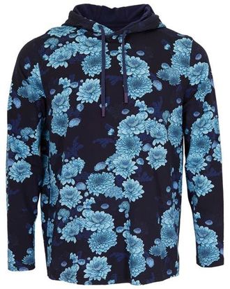 Lords of Harlech Horatio Jersey Lightweight Hoodie in Serious Floral Navy at Nordstrom, Size Xx-Large