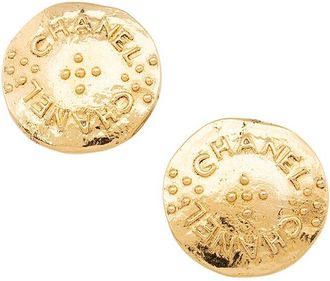 Chanel Vintage Logo Coin Clip On Earrings (Authentic Pre-Loved)