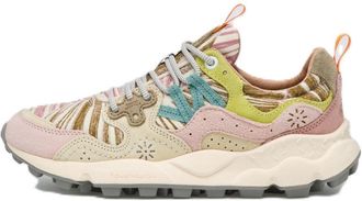 Flower Mountain Multi-Textured Sneakers with Floral and Striped Accents