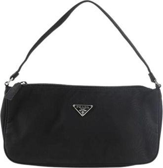 Prada Pre-owned Shoulder Bags, female, Black, Size: ONE SIZE Pre-owned Nylon Shoulder Bag