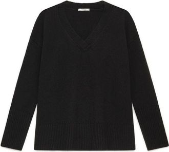 Maliparmi Cashmere Merinos Gebreid - Dames - V-hals truien - Zwart - XL - Wol - Truien & Vesten