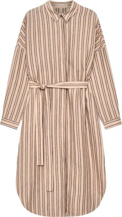 12 Storeez belted striped linen shirtdress - women - Linen/Flax - S - Brown