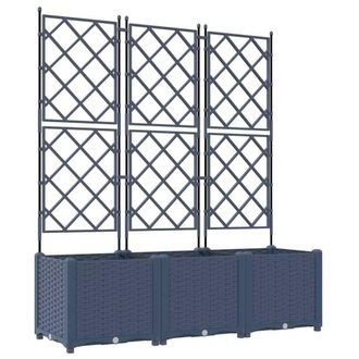 Berkfield Home Garden Planter with Trellis 3 pcs Grey 120x40x143 cm | Size: 120 x 40 x 143 cm