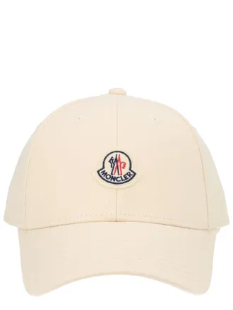 Moncler 3B00008_04863081 Embroidered Logo Cotton Baseball Cap - Ivory