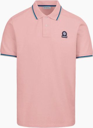 Sandbanks Mens Sandbanks Tipped Badge Pique Polo S1-26 Dusty Blue - Pink - Size: 44